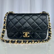 Chanel AS5027 Flap Bag with Chain Strap in Lambskin Black