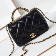 Chanel AS5032 Mini Flap Bag with Twist Braided Handle in Shiny Lambskin Black