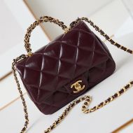 Chanel AS5032 Mini Flap Bag with Twist Braided Handle in Shiny Lambskin Burgundy