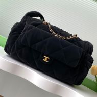 Chanel AS5055 Large Coco Neige Shoulder Bag with Four Pockets in Nylon Black