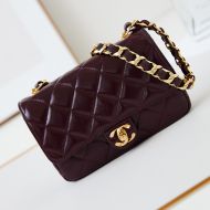 Chanel AS5123 Flap Shoulder Bag with Chunky Chain Strap in Lambskin Burgundy