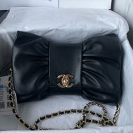 Chanel AS5129 Clutch with Chain Strap in Lambskin Black