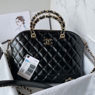 Chanel AS5130 Large Shopping Bag with Chain Strap in Shiny Calfskin Black