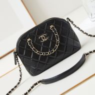 Chanel AS5130 Small Shopping Bag with Chain Strap Handle in Shiny Lambskin Black