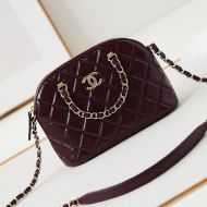 Chanel AS5130 Small Shopping Bag with Chain Strap Handle in Shiny Lambskin Burgundy