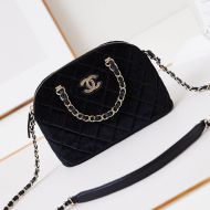 Chanel AS5130 Small Shopping Bag with Chain Strap Handle in Velvet Black