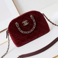 Chanel AS5130 Small Shopping Bag with Chain Strap Handle in Velvet Burgundy