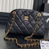 Chanel AS5138 Bowling Bag with Chain in Grained Calfskin Black