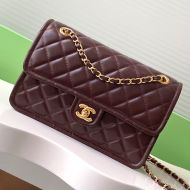 Chanel AS5145 Large Flap Bag with Quilted Logo in Shiny Calfskin Coffee