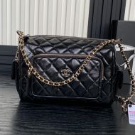 Chanel AS5156 Camera Bag with Four Pockets in Shiny Calfskin Black