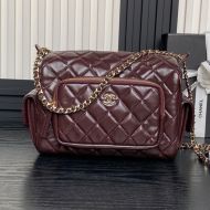 Chanel AS5156 Camera Bag with Four Pockets in Shiny Calfskin Coffee