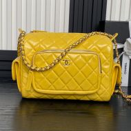 Chanel AS5156 Camera Bag with Four Pockets in Shiny Calfskin Yellow