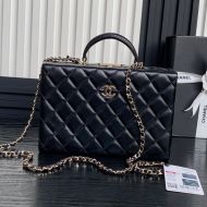 Chanel AS5168 Box Bag with Chain in Lambskin Black