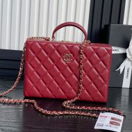 Chanel AS5168 Box Bag with Chain in Lambskin Burgundy