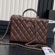 Chanel AS5168 Box Bag with Chain in Lambskin Coffee