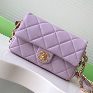 Chanel AS5174 Small Armpit Bag with Chunky Chain Strap in Lambskin Purple