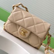 Chanel AS5175 Mini Flap Bag with Chunky Chain in Lambskin Apricot