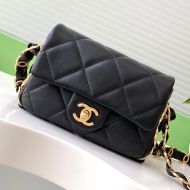 Chanel AS5175 Mini Flap Bag with Chunky Chain in Lambskin Black