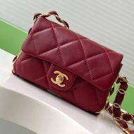 Chanel AS5175 Mini Flap Bag with Chunky Chain in Lambskin Burgundy