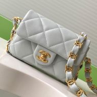 Chanel AS5175 Mini Flap Bag with Chunky Chain in Lambskin Grey