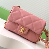 Chanel AS5175 Mini Flap Bag with Chunky Chain in Lambskin Pink