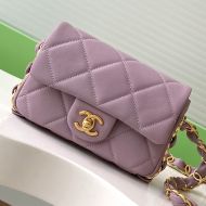 Chanel AS5175 Mini Flap Bag with Chunky Chain in Lambskin Purple