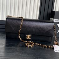 Chanel AS5182 Maxi Clutch with Chain Strap in Grained Shiny Calfskin Black