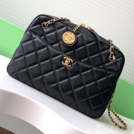Chanel AS5187 Camera Bag with CC Gold Coin Pendant in Lambskin Black