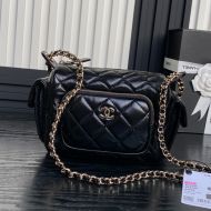 Chanel AS5220 Camera Bag with Four Pockets in Calfskin Black
