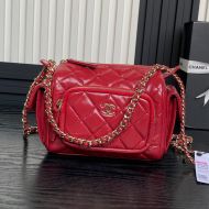 Chanel AS5220 Camera Bag with Four Pockets in Calfskin Red