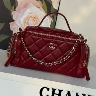 Chanel AS5222 Vanity Case with Chain Strap in Lambskin Burgundy