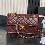 Chanel AS5225 Flap Bag with Quilted Logo in Lambskin Coffee