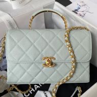 Chanel AS5226 Large Carryme Flap Shoulder Bag with Chain in Grained Calfskin Khaki