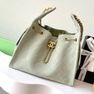Chanel AS5293 Small Hobo Bucket Bag with Chain Strap in Suede Khaki