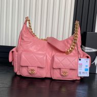 Chanel AS5302 Maxi Hoho Bag with Four Pockets in Shiny Lambskin Pink