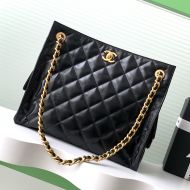 Chanel AS5303 Shopping Bag with Chain Strap in Calfskin Black