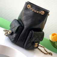 Chanel AS5310 Backpack with Logo Pockets in Shiny Lambskin Black