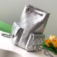 Chanel AS5310 Backpack with Logo Pockets in Shiny Lambskin Silver