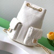 Chanel AS5310 Backpack with Logo Pockets in Shiny Lambskin White