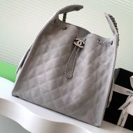 Chanel AS5311 Large Hobo Bucket Bag with Chain Strap in Suede Grey