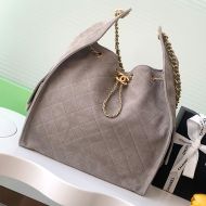 Chanel AS5311 Large Hobo Bucket Bag with Chain Strap in Suede Taupe