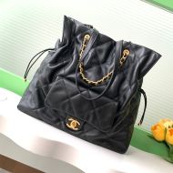 Chanel AS5315 Shopping Bag with Double Handle in Lambskin Black