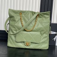 Chanel AS5315 Shopping Bag with Double Handle in Lambskin Green