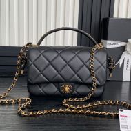 Chanel AS5317 Flap Crossbody Bag with Woven Chain Strap Handle in Lambskin Black