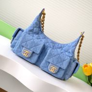 Chanel AS5339 Large Hoho Bag with Four Pockets in Denim Blue