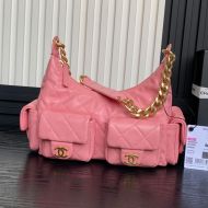 Chanel AS5339 Large Hoho Bag with Four Pockets in Shiny Lambskin Pink