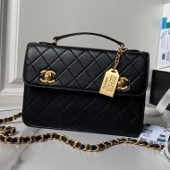 Chanel AS6025 Briefcase with Double CC Buckle in Lambskin Black