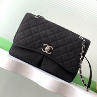 Chanel AS6068 Vintage Bag with Double Pocket in Grained Calfskin Black
