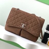 Chanel AS6068 Vintage Bag with Double Pocket in Grained Calfskin Brown