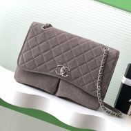 Chanel AS6068 Vintage Bag with Double Pocket in Grained Calfskin Grey